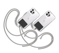 TBOC 2X Cordino Catenella Laccio Strap Porta Cover [Grigio] con Toppa di Plastica [Nero] per Telefono Cellulare da Collo - Tracolla Catenina con Cordini da Cellulari Accessori Universale Laccetti