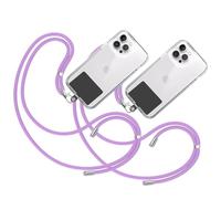 TBOC 2X Cordino Catenella Laccio Strap Porta Cover [Malva] con Toppa di Plastica [Nero] per Telefono Cellulare da Collo - Tracolla Catenina con Cordini da Cellulari Accessori Universale Laccetti