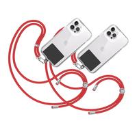 TBOC 2X Cordino Catenella Laccio Strap Porta Cover [Rosso] con Toppa di Plastica [Nero] per Telefono Cellulare da Collo - Tracolla Catenina con Cordini da Cellulari Accessori Universale Laccetti