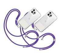 TBOC 2X Cordino Catenella Laccio Strap Porta Cover [Viola] con Toppa Plastica [Bianco Ice] per Telefono Cellulare Collo - Tracolla Catenina con Cordini da Cellulari Accessori Universale Laccetti