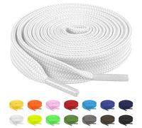 TBOC 2X Lacci Laccetti Stringhe Piatti Bianco Laccio [100 cm] Scarpe Sneakers Scarponi Compatibile con Timberland Nike Air Force Jordan Dr Martens Adidas Converse Bambini Adulti Trekking