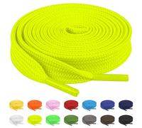 TBOC 2X Lacci Laccetti Stringhe Piatti Fluoro Giallo Laccio [140 cm] Scarpe Sneakers Scarponi Compatibile con Timberland Nike Air Force Jordan Dr Martens Adidas Converse Bambini Adulti