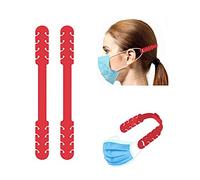 TBOC Cinghia di Prolunga per Maschera - [Pack 2 Unità] Estensione Antiscivole [Rossa] Ganci in Silicone Supporto Fascetta Regolabili e Allungabili per Prevenzione Mal Testa Protezioni Salva Orecchie