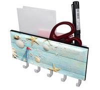 TBOUOBT Organizer per la posta da parete, portachiavi con portalettere e ganci, ganci per chiavi, portaposta da parete,Capesante di stelle marine a vela al mare d'estate