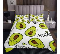 Tbrand Avocado - Set di copripiumino per bambini, con motivo di frutta e avocado, 3 pezzi, per letto matrimoniale