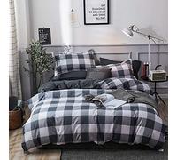 Tbrand Buffalo - Set di biancheria da letto per adolescenti, stile moderno, a quadretti, colore: Nero e Bianco