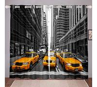 Tbrand Cityscape Tende per finestre Giallo Taxi Auto Tende per Bambini Ragazzi Donne Uomini Grigio Moderno Città Edificio Finestra Trattamenti Antimacchia Resistente Arredamento Camera W46* L72