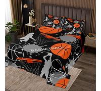 Tbrand Coperta sportiva basket basket Star Slam Dunk copriletto trapuntato copriletto bambini ragazzi 3D basket trapunta set acquerello stampato trapuntato collezione camera da letto 3 pezz260x240cm