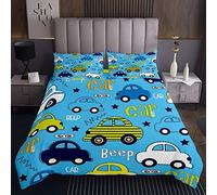 Tbrand Copriletto trapuntato per bambini, motivo cartoni animati, blu e giallo, per bambini e ragazzi, set copripiumino per camera da letto trapuntato, 2 pezzi, per letto singolo