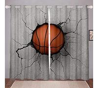 Tbrand Ragazzi Basket Finestra Trattamenti per Bambini Bambini Uomini Sport Tema Tende 3D Ball Pattern Blackout Drapes Basket Con Grigio Rotto Parete Finestra Tende Decorazione Camera W46* L54