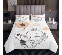 Tbrand - Set di copriletto con elefante, per ragazze, bambini, con motivo a cartoni animati, motivo: animali selvatici, con motivo a forma di elefante, trapuntato, ideale come per la stanza della