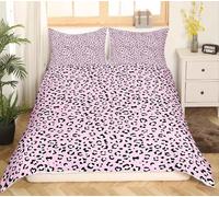 Tbrand Set di lenzuola da letto per ragazze con stampa leopardata, per adolescenti, di lusso, rosa, nero, stampa ghepardo, donne, camera da letto, design chic e selvaggio, per adulti, reversibile