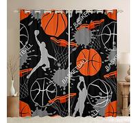 Tbrand Tenda sportiva per stanza da basket e pallacanestro, tenda per camera da letto per bambini e ragazzi, motivo basket 3D, tende stampate ad acquerello, 116,8 x 182,8 cm (larghezza x lunghezza)