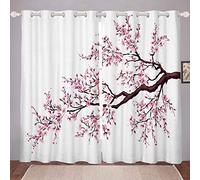 Tbrand Tende per finestre in stile giapponese con fiori di ciliegio per bambini e ragazze chic rosa fiori fiori finestra Trattamenti albero rami decorazione camera W66*L72
