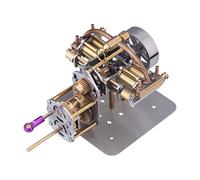 TBRICKFUNR Kit modello motore a vapore, mini motore a vapore a quattro cilindri contrapposto orizzontalmente con cambio per piccole navi modello a vapore senza caldaia, esperimento di fisica per