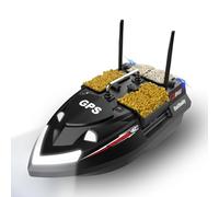 TBRICKFUNR V802PRO - Barca da pesca ad alta efficienza, motoscafo con 4 tramogge, grande capacità di 3 kg, posizionamento GPS, 160 punti di adescamento, telecomando 500 m, doppia batteria, luci LED da