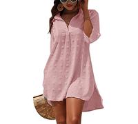 TBSCWYF Abito da Spiaggia Allentato da Donna Bikini Allentato a Manica Lunga con Scollo a V Coprire Costumi da Bagno Coprire Tunica fluida Camicetta per Le Vacanze Costumi Interi da Bagno per Donna