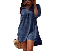 TBSCWYF Abito da Spiaggia Allentato da Donna Bikini Allentato a Manica Lunga con Scollo a V Coprire Costumi da Bagno Coprire Tunica fluida Camicetta per Le Vacanze Costumi Interi da Bagno per Donna