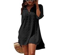 TBSCWYF Abito da Spiaggia Allentato da Donna Bikini Allentato a Manica Lunga con Scollo a V Coprire Costumi da Bagno Coprire Tunica fluida Camicetta per Le Vacanze Costumi Interi da Bagno per Donna