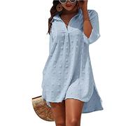 TBSCWYF Abito da Spiaggia Allentato da Donna Bikini Allentato a Manica Lunga con Scollo a V Coprire Costumi da Bagno Coprire Tunica fluida Camicetta per Le Vacanze Costumi Interi da Bagno per Donna