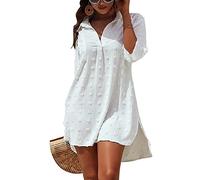 TBSCWYF Abito da Spiaggia Allentato da Donna Bikini Allentato a Manica Lunga con Scollo a V Coprire Costumi da Bagno Coprire Tunica fluida Camicetta per Le Vacanze Costumi Interi da Bagno per Donna