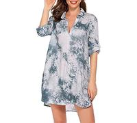 TBSCWYF Abito da Spiaggia Donna Copricostume Donna Mare Copri Bikini Donna Camicia Abito Donna Cover up Maniche 3/4 Copricostume Elegante Casual Costume da Bagno Camicetta Scollo a V