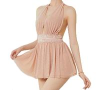 TBSCWYF Babydoll Donna Lingerie Camicia da Intima Notte Intima Confortevole Pizzo Pigiama con Scollo a V Profondo e Spalline Regolabili Grande (Rosa)