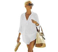 TBSCWYF Copricostume da Bagno Donna in Cotone Estate Abito da Spiaggia Copribikini Bikini Cover Up Copricostumi Parei Camicetta Maglia Tunica