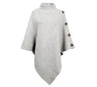 TBSCWYF Poncho Donna Invernale Mantella Donna Poncio Invernali Caldo Elegante con Frange a Collo Alto con Maniche Bottoni Poncho da Donna con Apertura sul Davanti Scialle a Mantella con Frange