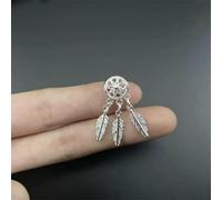 TBSKUY 10 pezzi di rete acchiappasogni in lega con foro grande, perline di separazione, piume, nappe, accessori fatti a mano, fai da te, perline per braccialetti, materiale: argento brillante