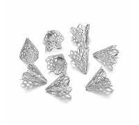 TBSKUY 30-50 cuentas de flores antiguas, colgantes de filigrana, con forma de cono, para hacer collares y joyas, accesorios (30 unidades, color plata)