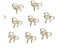TBSKUY 4 pezzi di perline a forma di fiocco per la creazione di gioielli, bracciali, collane, pendenti, fai da te, in ottone placcato oro 14k, accessori - oro - 17,5 x 15,5 mm