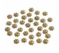 TBSKUY 50-200 tapas de cuentas de flores tibetanas de color dorado antiguo para bisutería, accesorios de costura, estilo 08, 8,5 mm. 50 unidades.
