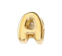 TBSKUY Ciondolo a forma di lettera in acciaio inossidabile lucido con design mini 3D a forma di bolla per la creazione di gioielli fai da te con collane e bracciali - XP46998 - Colore oro A