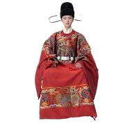 TBTROQXCT Men's Hanfu Gold Makeup Flower Round Neck Robe suit Wedding Clothing Couple's Guofeng Restoration Large Volume Dress(Red,XL)