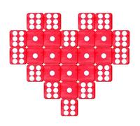 TBUQNZA 27 Pezzi Dadi 6 Facce 16mm Rosso Acrilico Cuore Dadi da Gioco per Tenzi, Farkle, Yahtzee, Bunco o Insegnare i Matematici