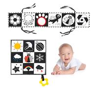 TBWBEC 2 carte a contrasto double face Baby 0-3, libro a contrasto per bambini, giocattolo con specchio, libro in tessuto a contrasto, giocattolo per neonati, ragazzi e ragazze