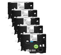 TBXwsofl 5pk 23,6 mm nero su tubi di restringimento del calore bianco cassetta compatibile con stampanti di etichetta PT-1120 simili a HSE-251