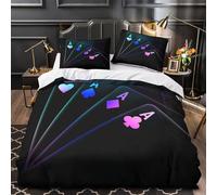 TBZXEEWOE Assi del poker Set Di Copripiumino Set di 3 Pezzi microfibra morbida stampa di 3D con cerniera per cuscini con federe Carte da gioco copripiumino for coppie e adulti Single（135x200cm）