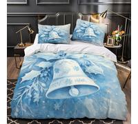 TBZXEEWOE Campana di Natale Set Di Copripiumino 3 pezzi morbida microfibra stampa di 3D con cerniera con federe per cuscini inverno festivo copripiumino for coppie e adulti Single（135x200cm）