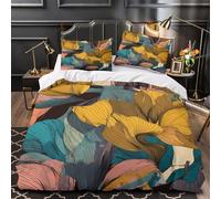 TBZXEEWOE Motivo floreale Set Di Copripiumino 3 pezzi microfibra stampa di 3D con federe per cuscini incluso federe Margherita gialla blu copripiumino for coppie e ragazzi Super king（260x220cm）