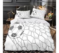 TBZXEEWOE Rete da calcio Set Di Copripiumino 3 pezzi ultra microfibra stampa 3D con federa per cuscini cerniera nascosta stile_arte_sportiva copripiumino for adulti e bambini Single（140x200cm）