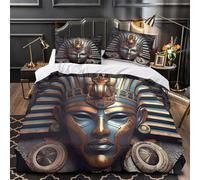 TBZXEEWOE Simboli dell'antico Egitto copripiumino 3 Pezzi morbida microfibra motivo 3D con cerniera con federe per cuscini Disegno geroglifico Set Di Copripiumino for ragazzi e adulti King（220x240cm）