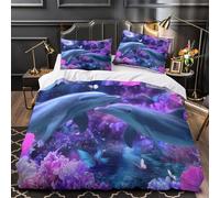 TBZXEEWOE Surf con i delfini copripiumino 3 Pezzi ultra motivo 3D incluso federe con federe per cuscini Dinamica delle onde oceaniche Set Di Copripiumino for ragazze e adolescenti Double（200x200cm）