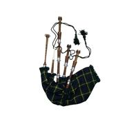 TC - Cornamusa scozzese Great Highland con montatura in argento, finitura naturale, vari tartan, con canne da esercitazione (Highlander Gordon Tartan)
