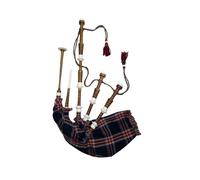 TC - Cornamusa scozzese in palissandro, imitazione avorio, colore naturale, vari tartan, pronta da suonare, Gaita, Dudelsack (Black Stewart Tartan)