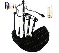 TC - Cornamusa scozzese in palissandro nero, in legno di shesham, con supporti in tinta unita, colore: nero