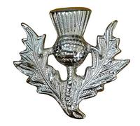 TC Piper Cap Badges Cappelli, Glengarry & Balmoral Highland Thistle Cap distintivi Pin argento cromato Stemma Cardo Taglia unica
