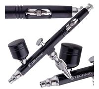 TC TECHNIC - Aerografo - Strumento di Precisione a Doppia Azione per Linee Sottili, Sfumature e Disegno, Adatto a Un'ampia Gamma di Applicazioni - Ugello da 0,3mm + Serbatoio, AB-140 Nero