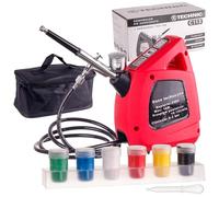 TC TECHNIC - Compressore per aerografo C113 - Kit mini aerografo - Ugello da 0,3 mm, alimentatore, 6 colori, tubo flessibile da 1,1 m, controllo a doppia azione - Flusso d'aria 10-15 l/min